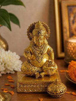 eCraftIndia - Golden Brass Kuber Murti For Home Temple