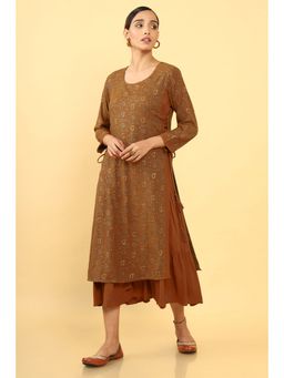 Soch - Women Brown Rayon Printed Kurta