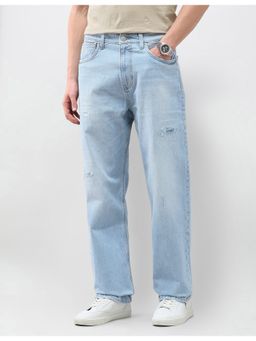 U.S. Polo Assn. Denim Co. - Blue Logan Loose Straight Fit Distressed Jeans