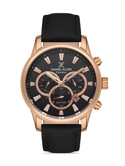 Daniel Klein - Black Color Leather Strap Watch for Men DK.1.13137-5