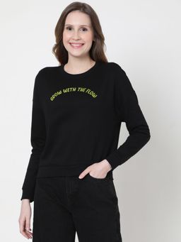VERO MODA - Women Typography Black Sweatshirt