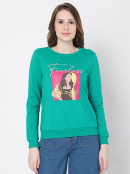 VERO MODA - Women Graphic Print Green Sweatshirt