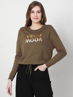 VERO MODA - Women Typography Green Sweatshirt