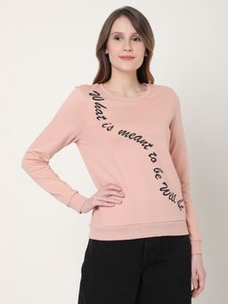 VERO MODA - Women Typography Pink Sweatshirt