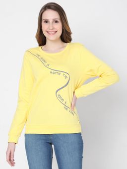 VERO MODA - Women Printed Yellow Sweatshirt