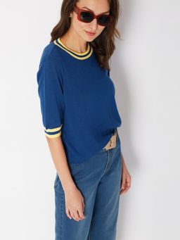 VERO MODA - Women Solid Blue Sweater