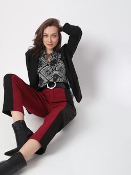 VERO MODA - Women Color Block Maroon Pants