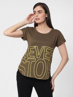 VERO MODA - Women Placement Print Green T-Shirt