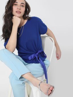 VERO MODA - Women Solid Blue T-Shirt