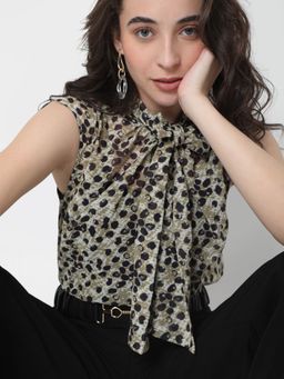 VERO MODA - Women Printed Black Top