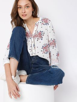 VERO MODA - Women Floral White Top