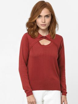 VERO MODA - Women Solid Red Sweater