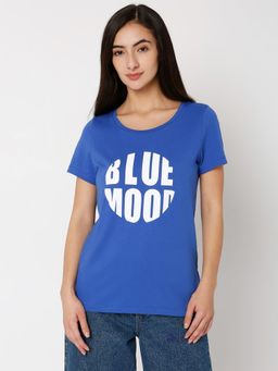 VERO MODA - Women Typography Blue T-Shirt