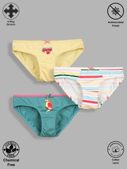 TRESNOVA - Kids Girls Cotton lycra Anti-Microbial Floral Briefs (Pack of 3)