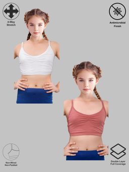 TRESNOVA - Kids Girls Antimicrobial 4-way Stretch Full coverage Non-wired Non-Padded Bra (Pack of 2)