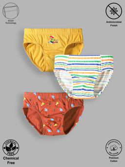 TRESNOVA - Kids Boys Cotton Antimicrobial Dinosaur Briefs (Pack of 3)