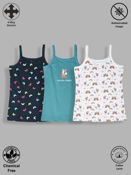 TRESNOVA - Kids Girls Cotton Lycra Anti-Microbial Unicorn Camisoles (Pack of 3)