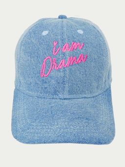 Hair Drama Co. - "I Am Drama" Embroidered Denim Baseball Cap - Light Blue