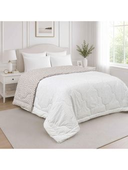 Indra's - Beige & Off-White Reversible 140 GSM Microfiber Double AC Comforter