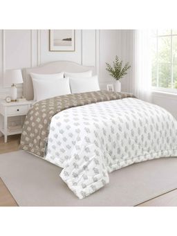 Indra's - Brown & Off-White Reversible 140 GSM Microfiber Double AC Comforter
