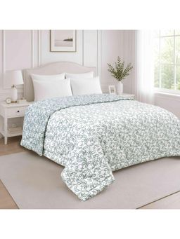 Indra's - Green & Off-White Reversible 140 GSM Microfiber Double AC Comforter