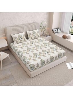 Indra's - 120 TC Viscose Cotton king Bedsheet With 2 Pillow covers - Blue