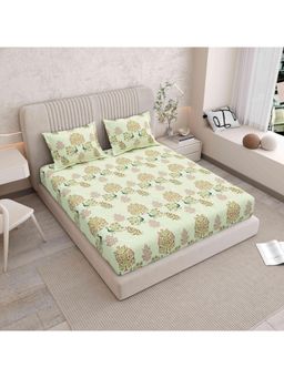 Indra's - 120 TC Viscose Cotton king Bedsheet With 2 Pillow covers - Green