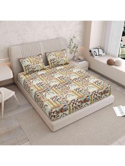 Indra's - 120 TC Viscose Cotton king Bedsheet With 2 Pillow covers - Multi-Color