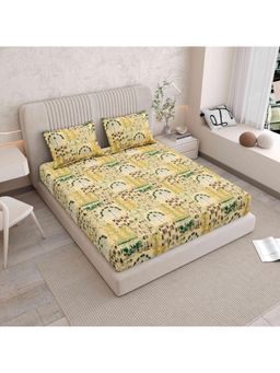 Indra's - 120 TC Viscose Cotton king Bedsheet With 2 Pillow covers - Yellow