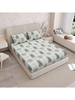 Indra's - 120 TC Viscose Cotton king Bedsheet With 2 Pillow covers - Multi-Color