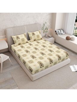 Indra's - 120 TC Viscose Cotton king Bedsheet With 2 Pillow covers - Brown