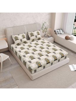 Indra's - 120 TC Viscose Cotton king Bedsheet With 2 Pillow covers - Multi-Color