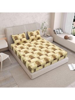 Indra's - 120 TC Viscose Cotton king Bedsheet With 2 Pillow covers - Brown