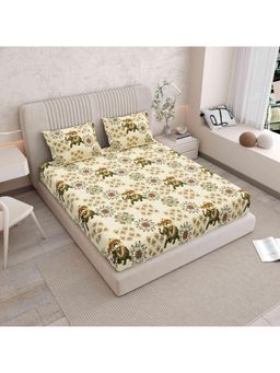 Indra's - 120 TC Viscose Cotton king Bedsheet With 2 Pillow covers - Multi-Color