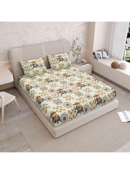 Indra's - 120 TC Viscose Cotton king Bedsheet With 2 Pillow covers - Orange