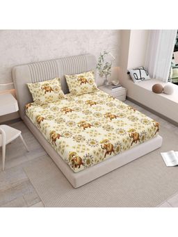Indra's - 120 TC Viscose Cotton king Bedsheet With 2 Pillow covers - Yellow