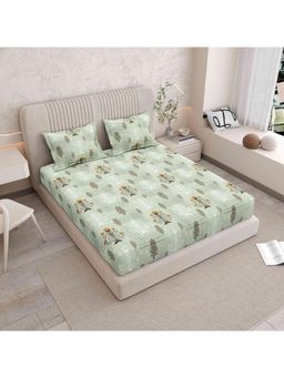 Indra's - 120 TC Viscose Cotton king Bedsheet With 2 Pillow covers - Multi-Color