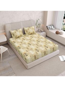 Indra's - 120 TC Viscose Cotton king Bedsheet With 2 Pillow covers - Yellow