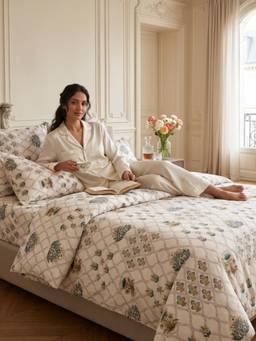 Haus & Kinder - 100% Cotton 186 TC Flat Bedsheet with 2 Pillow Covers - Multi-Color