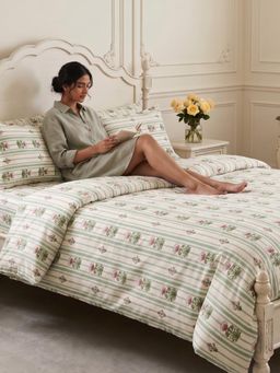 Haus & Kinder - 100% Cotton 186 TC Flat Bedsheet with 2 Pillow Covers - Multi-Color