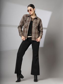 CHKOKKO - Women Grey Checks Shacket