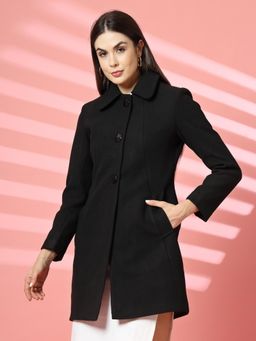 CHKOKKO - Women Winter Wear Single Breasted Spread Collar Overcoat