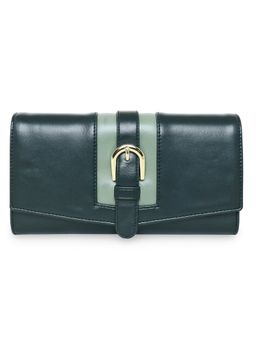 ESBEDA - Dark Green Color Buckle Strap Bifold Wallet For Women