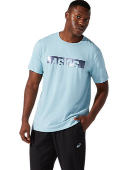 ASICS - M Foil Print Cropped GPX SS Blue Mens Training T-Shirts (XS)