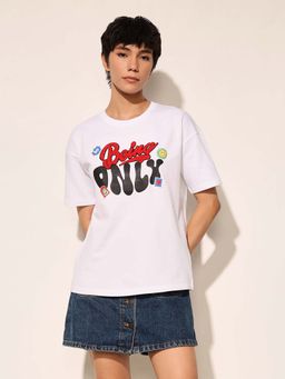 ONLY - White Printed T-Shirt