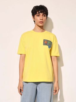 ONLY - Yellow Oversized Printed T-Shirt