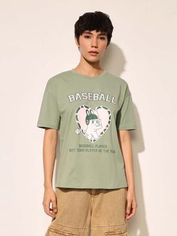 ONLY - Green Printed T-Shirt