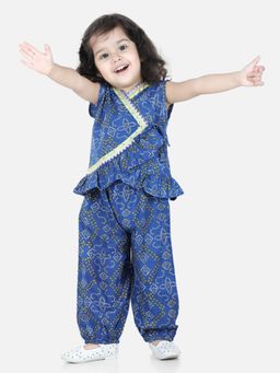 BownBee - Cotton Top with Harem for Girls- Blue (Set of 2)
