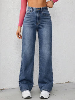 Off Duty India - Not Your Daddy's Straight Leg Jeans-Mid Blue