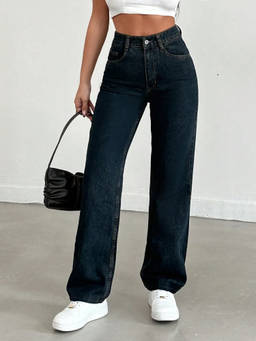 Off Duty India - Cosmic Blue Dad Fit Straight Jeans